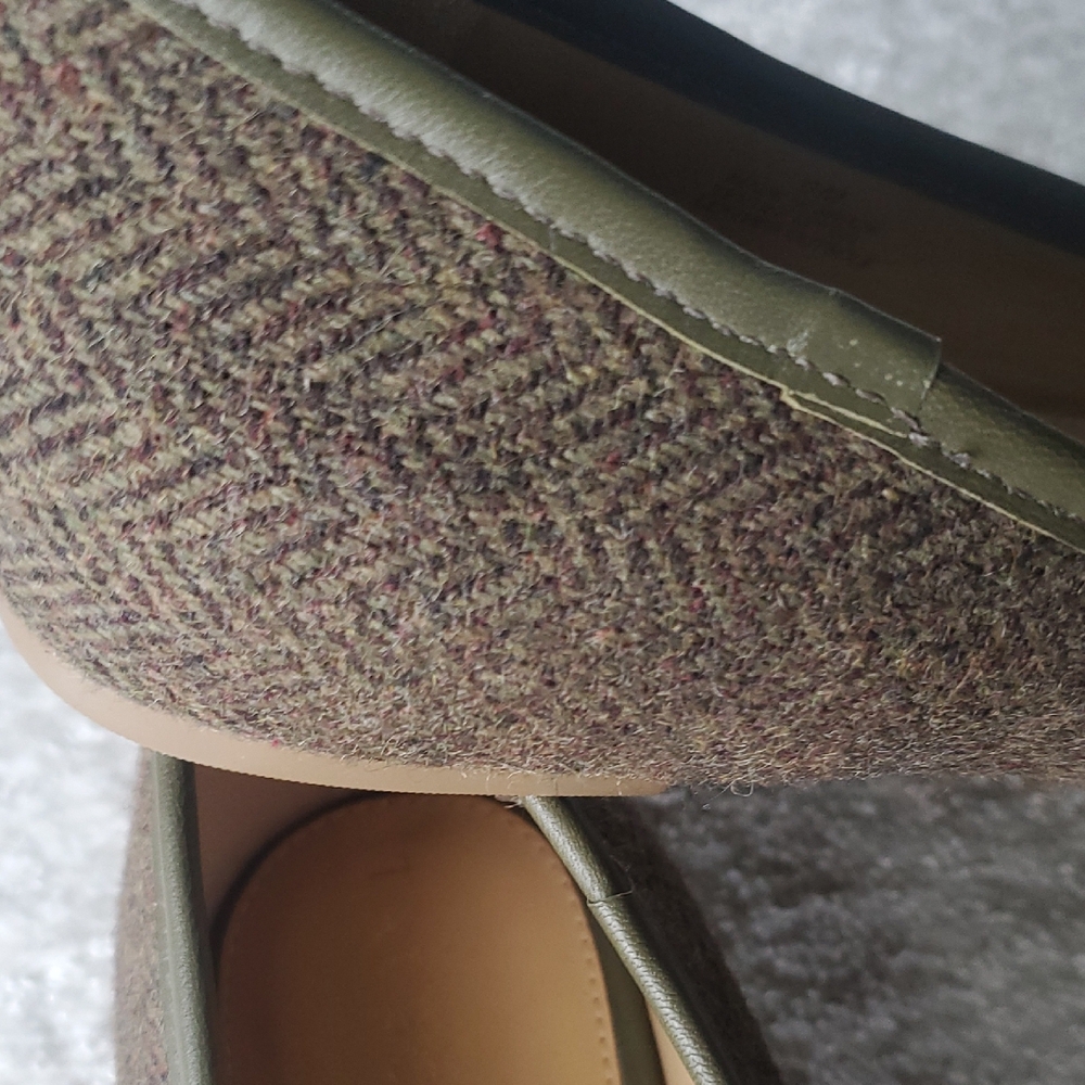 Talbots Olive Green Round Toe Tweed Ballet Flats 9M - Picture 6 of 10